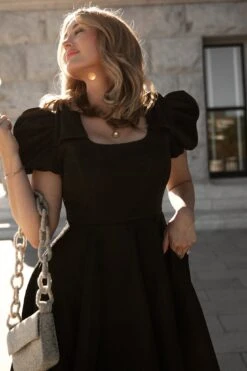 Nina Bow Flare Dress - FINAL SALE -CINZ Clothing Shop WEB Noir 2023 nina 39