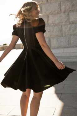 Nina Bow Flare Dress - FINAL SALE -CINZ Clothing Shop WEB Noir 2023 nina 47