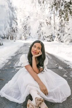 Ballerina Dress In White -CINZ Clothing Shop WEB WINTERWHITES BALLERINA 102 848445