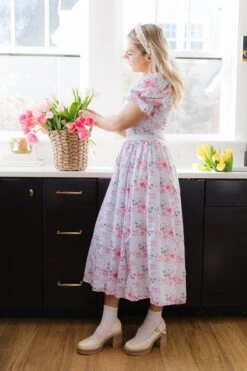 Ballerina Dress In Pink Blossom - FINAL SALE -CINZ Clothing Shop ballerina pink floral 01 883124