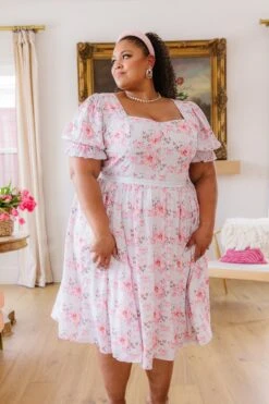 Ballerina Dress In Pink Blossom - FINAL SALE -CINZ Clothing Shop ballerina pink floral 13 449686