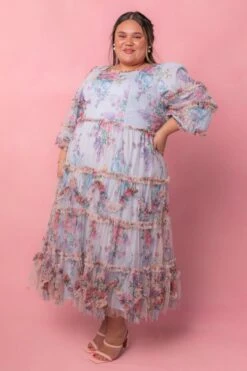 Catherine Dress In Blue Floral -CINZ Clothing Shop catherine 7 509022