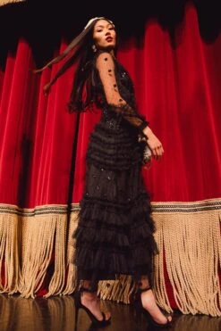 Claire Dress In Black Sequin -CINZ Clothing Shop claireblack 16 186792