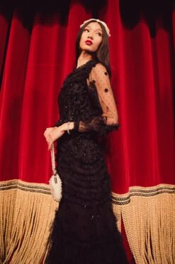 Claire Dress In Black Sequin -CINZ Clothing Shop claireblack 17 879738