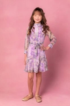 Mini Eleanor Dress In Purple Floral - FINAL SALE -CINZ Clothing Shop eleanorpurple 09 591709