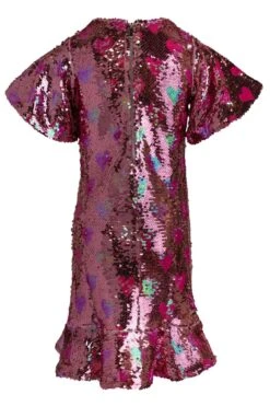 Mini Evelyn Dress In Sequin Hearts -CINZ Clothing Shop evelyn SequinHearts mini back 268515