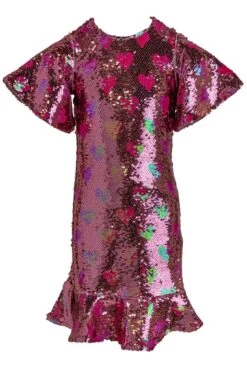 Mini Evelyn Dress In Sequin Hearts -CINZ Clothing Shop evelyn SequinHearts mini front 529919
