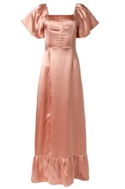 Maddie Dress In Apricot Crush Satin -CINZ Clothing Shop ghostbrighten 1 750524