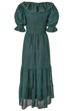 Gracie Dress In Emerald Chiffon - FINAL SALE -CINZ Clothing Shop gracieEmerald back 774949