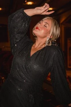 Jagger Dress In Black Sequin - FINAL SALE -CINZ Clothing Shop jaggerblackking 4 848863