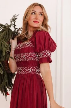 Liesl Midi Dress In Red - FINAL SALE -CINZ Clothing Shop liesl 09 119688