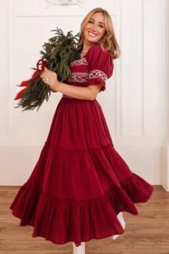 Liesl Midi Dress In Red - FINAL SALE -CINZ Clothing Shop liesl 10 547767