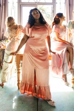 Maddie Dress In Apricot Crush Satin -CINZ Clothing Shop maddie2 320083