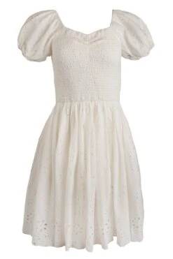 Marigold Dress In White Eyelet -CINZ Clothing Shop marigold WhiteEyelet front 519422