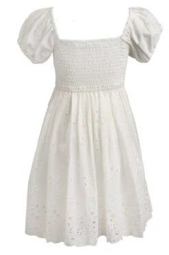 Mini Marigold Dress In White Eyelet -CINZ Clothing Shop marigold whiteEyelet mini back 708692