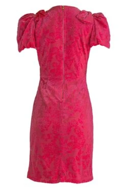 Nina Bow Dress In Pink Velvet -CINZ Clothing Shop nina back 747640