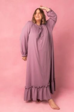 Petra Long Sleeve Night Dress In Purple -CINZ Clothing Shop petralong studio 01 315175