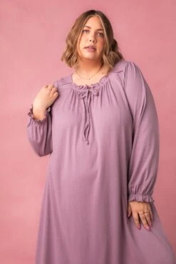 Petra Long Sleeve Night Dress In Purple -CINZ Clothing Shop petralong studio 05 447210