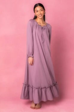 Petra Long Sleeve Night Dress In Purple