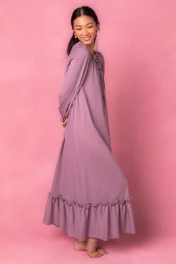 Petra Long Sleeve Night Dress In Purple -CINZ Clothing Shop petralong studio 08 976821