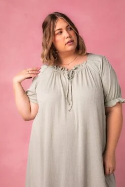 Petra Short Sleeve Night Dress In Green -CINZ Clothing Shop petrashort studio 05 512699