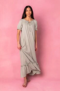 Petra Short Sleeve Night Dress In Green -CINZ Clothing Shop petrashort studio 07 228190