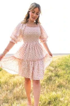 Short Madeline Dress In Pink - FINAL SALE -CINZ Clothing Shop short madeline pink 02 885297