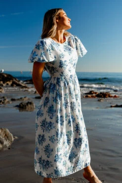 Odette Dress In Blue Floral