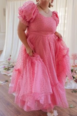Wonderland Dress In Pink Hearts -CINZ Clothing Shop web valentinesday modestsizeinclusivedresses lovers 22