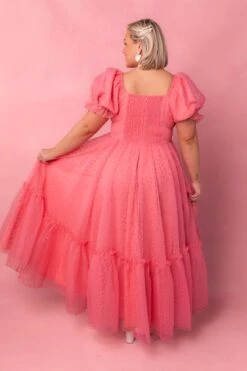 Wonderland Dress In Pink Hearts -CINZ Clothing Shop web valentinesday modestsizeinclusivedresses lovers 34